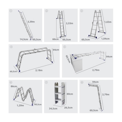 Escada Multifuncional 4x3 Até 3,39m 12 Degraus  MOR