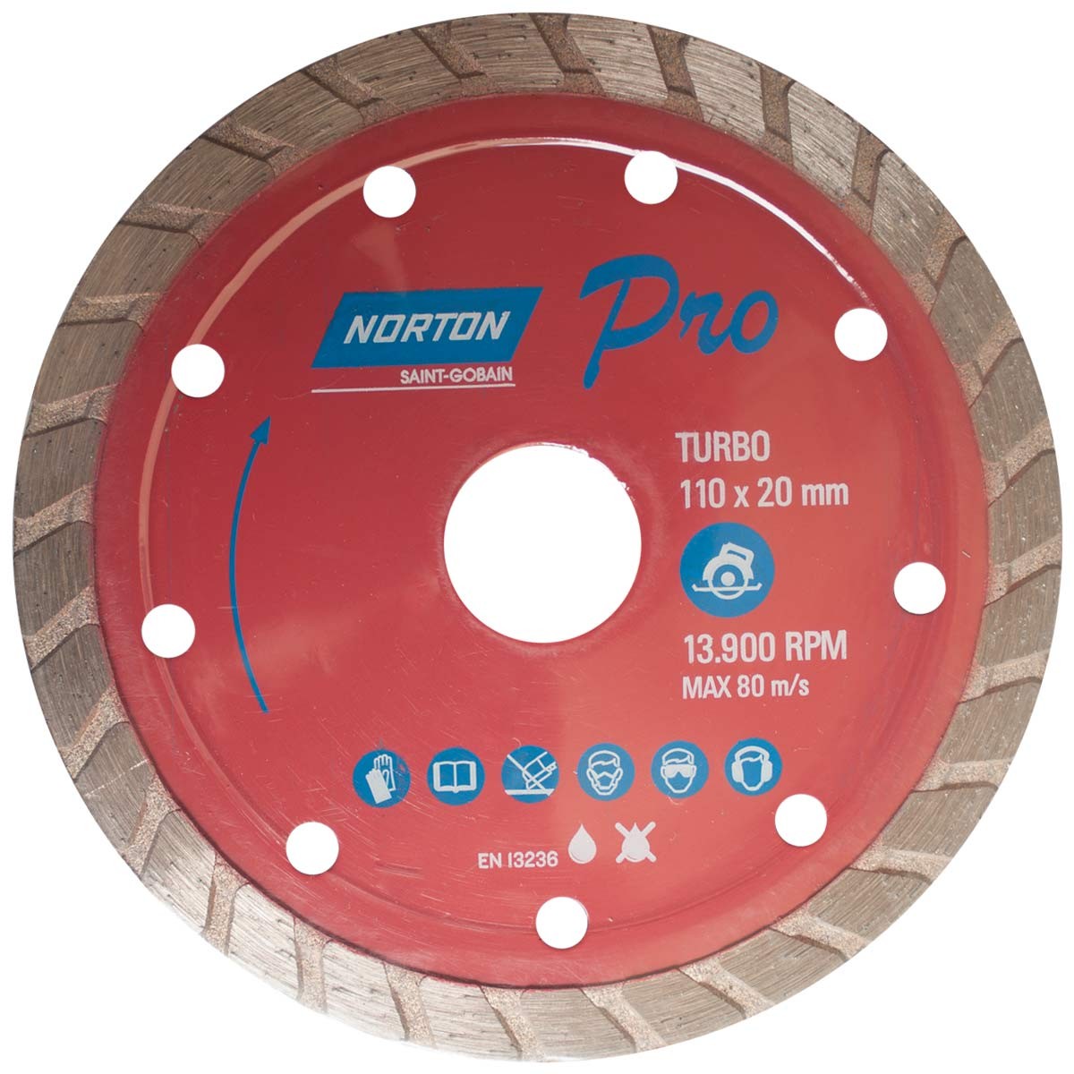 Disco de corte diamantado turbo 13.900RPM 110x20mm NORTON