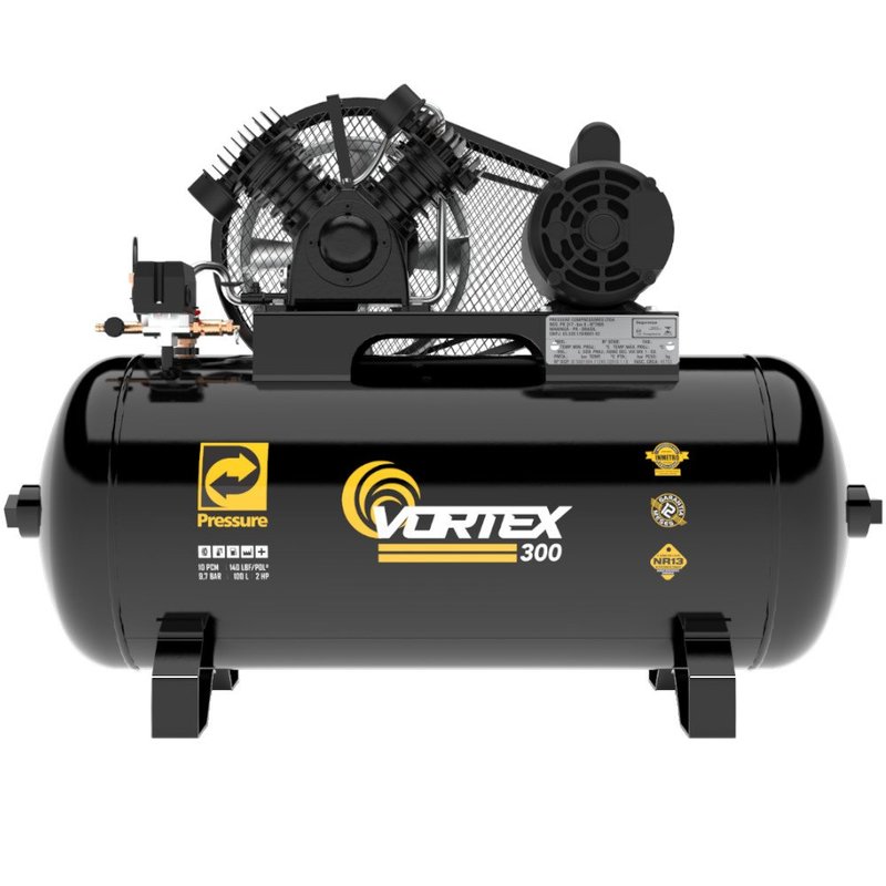 Compressor Onix 10pcm 100 litros 140 libras Vortex Mono PRESSURE