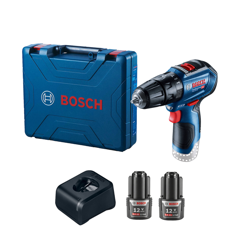 Furadeira de Impacto/Parafusadeira Brushless a Bateria GSB 12V-30 C/ 2 Baterias 2,0Ah Bosch