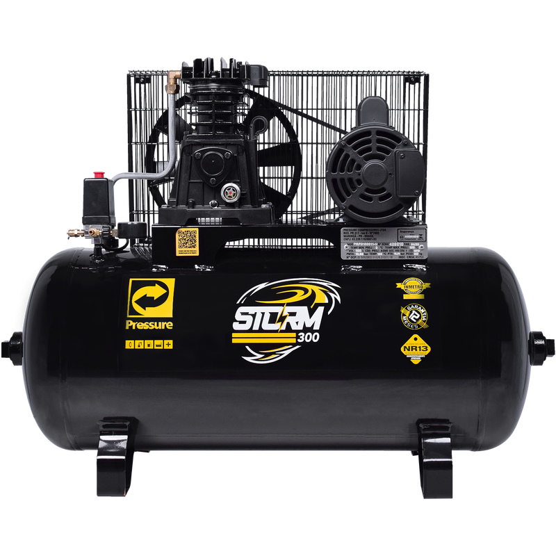 COMPRESSOR DE AR 10PCM V 100LTS STORM MONO 110/220V - PRESSURE