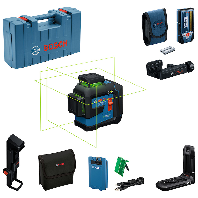 Nível a Laser c/ Receptor LR7 Bosch GLL 80-33 G LI